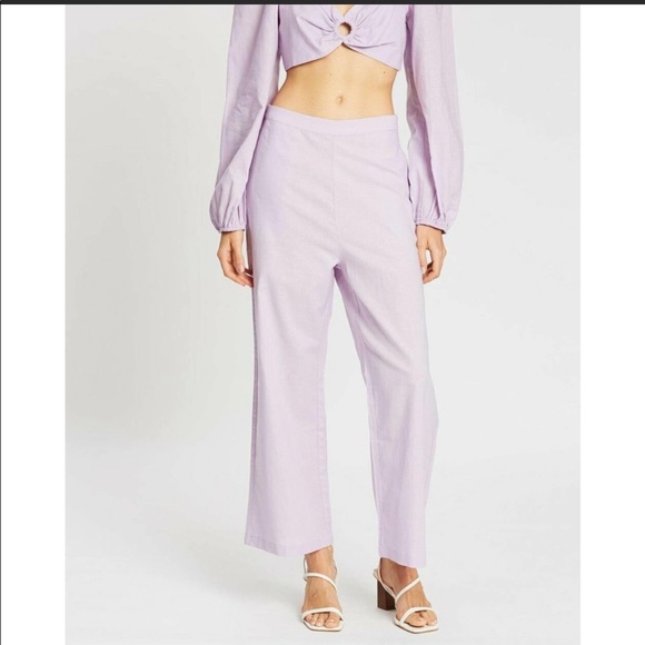 CHARLIE HOLIDAY JOELLE PANT LILAC HIGH RISE WIDE LEG - Picture 5 of 16